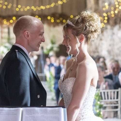 Ceremony of Mark and Karen at Pratis Barns, Leven