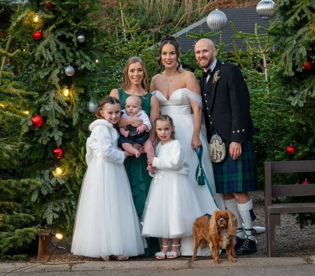 Christmas time wedding in a barn, Montrose Scotland