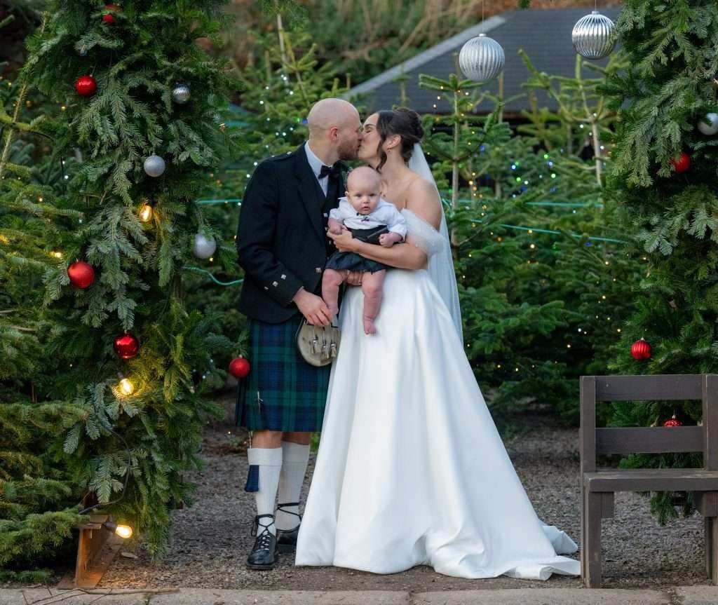 Christmas time wedding in a barn, Montrose Scotland