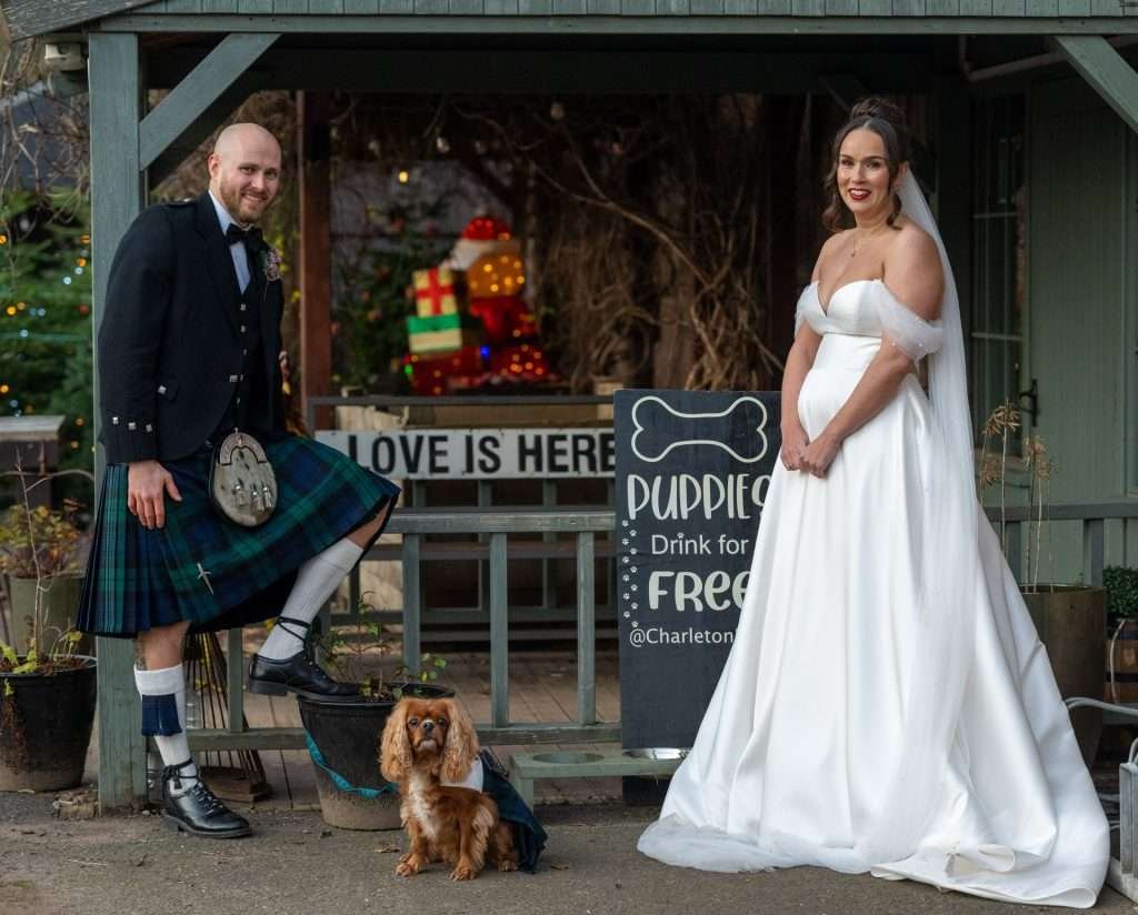 Christmas time wedding in a barn, Montrose Scotland