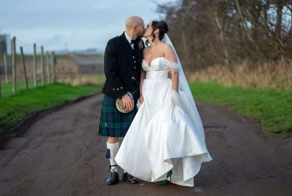 Christmas time wedding in a barn, Montrose Scotland