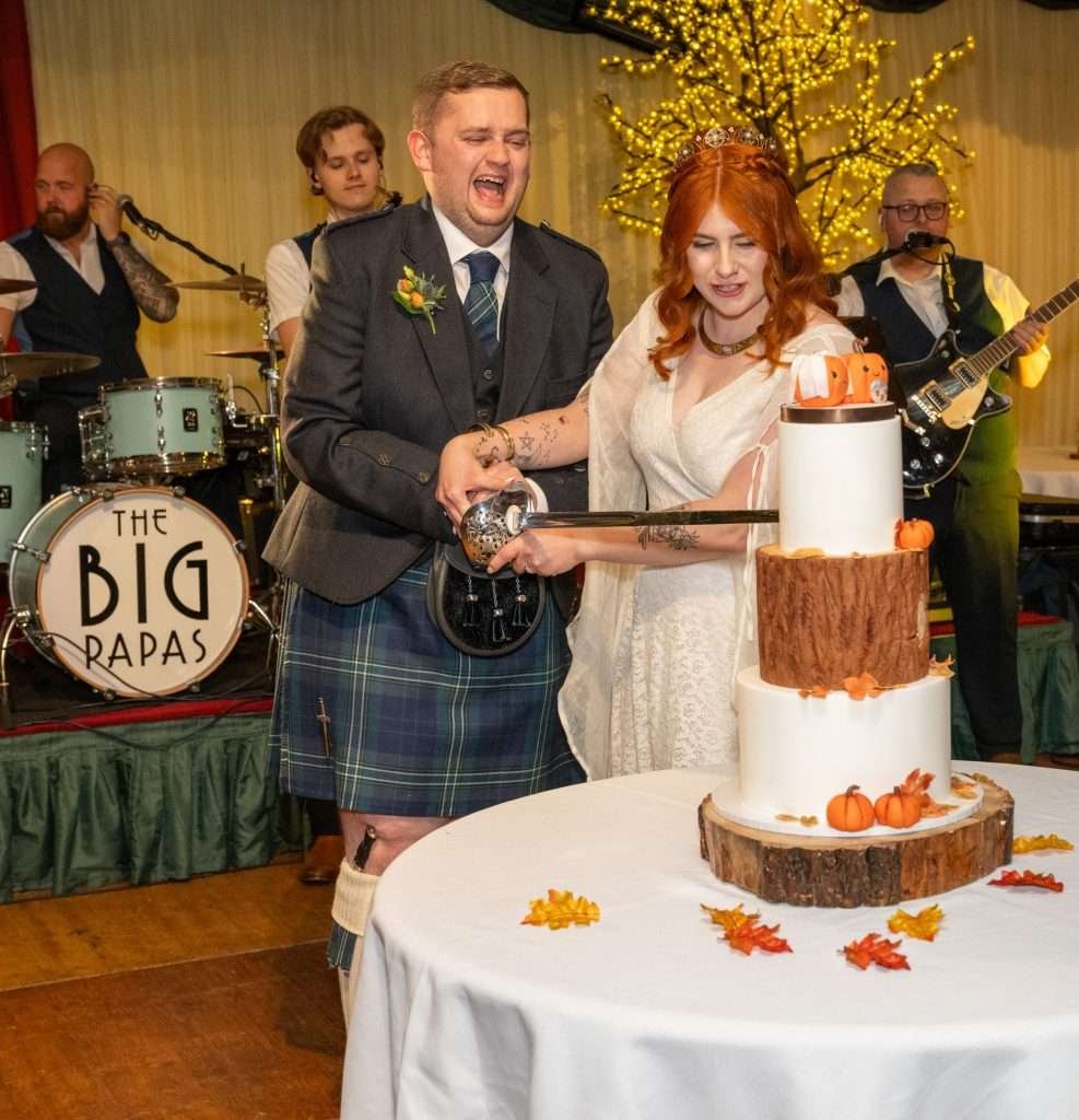 Fingask castle cake cutting